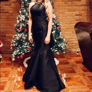 Black halter mermaid style prom dress